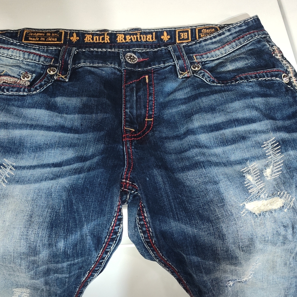 Rock Revival Men Blue Jeans 38 X 34 - Picture 2 of 9